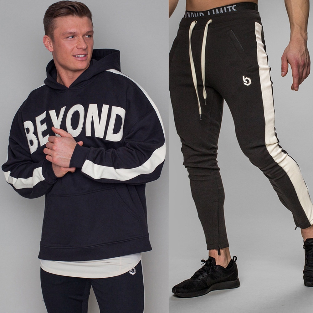 Ensembles De Vêtements De Sport Hommes En Cours D'exécution Sport Sweat Survêtement de Survêtement Gym Fitness Sweat À Capuche Pantalon Masculin Jogging D'entraînement Survêtement Vêtements