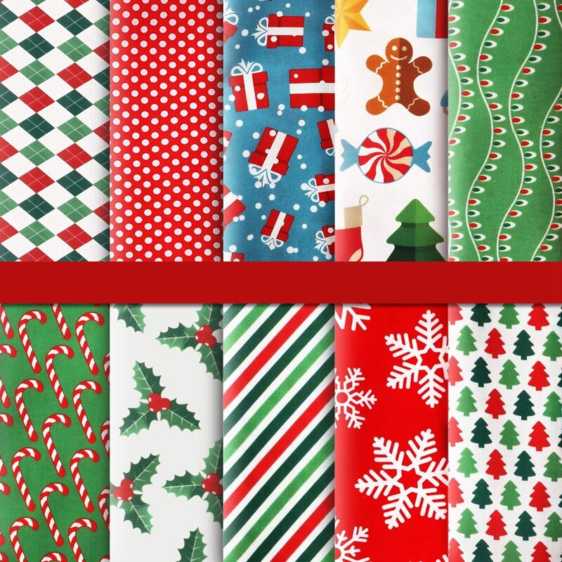 10 Stuks Kerst Katoen Pleinen 50X50 Cm Voorgesneden Quilten Stof Patchwork Sneeuwvlok Print Stof