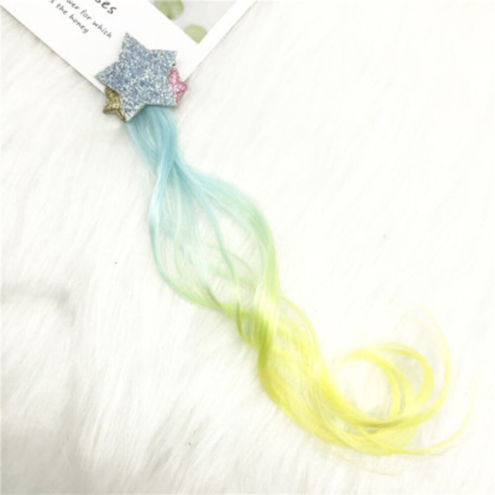 Piger dejlig gradient farverigt pentagram hår parykker hårnåle prinsesse hår ornament pandebånd hårspænder hårspænder børn: 4