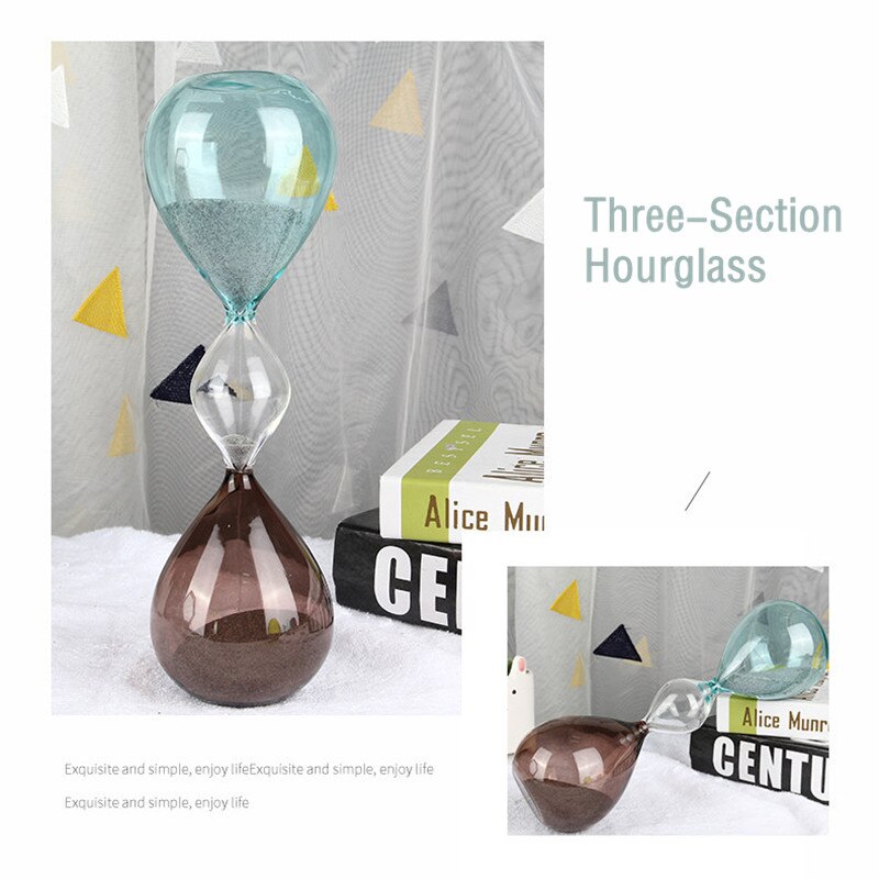 Unique Desgin Three Sections Tricolor Hourglass 30 Minutes Timer Glass Time Management Tool Desk Sand Clock Ornaments Crafts