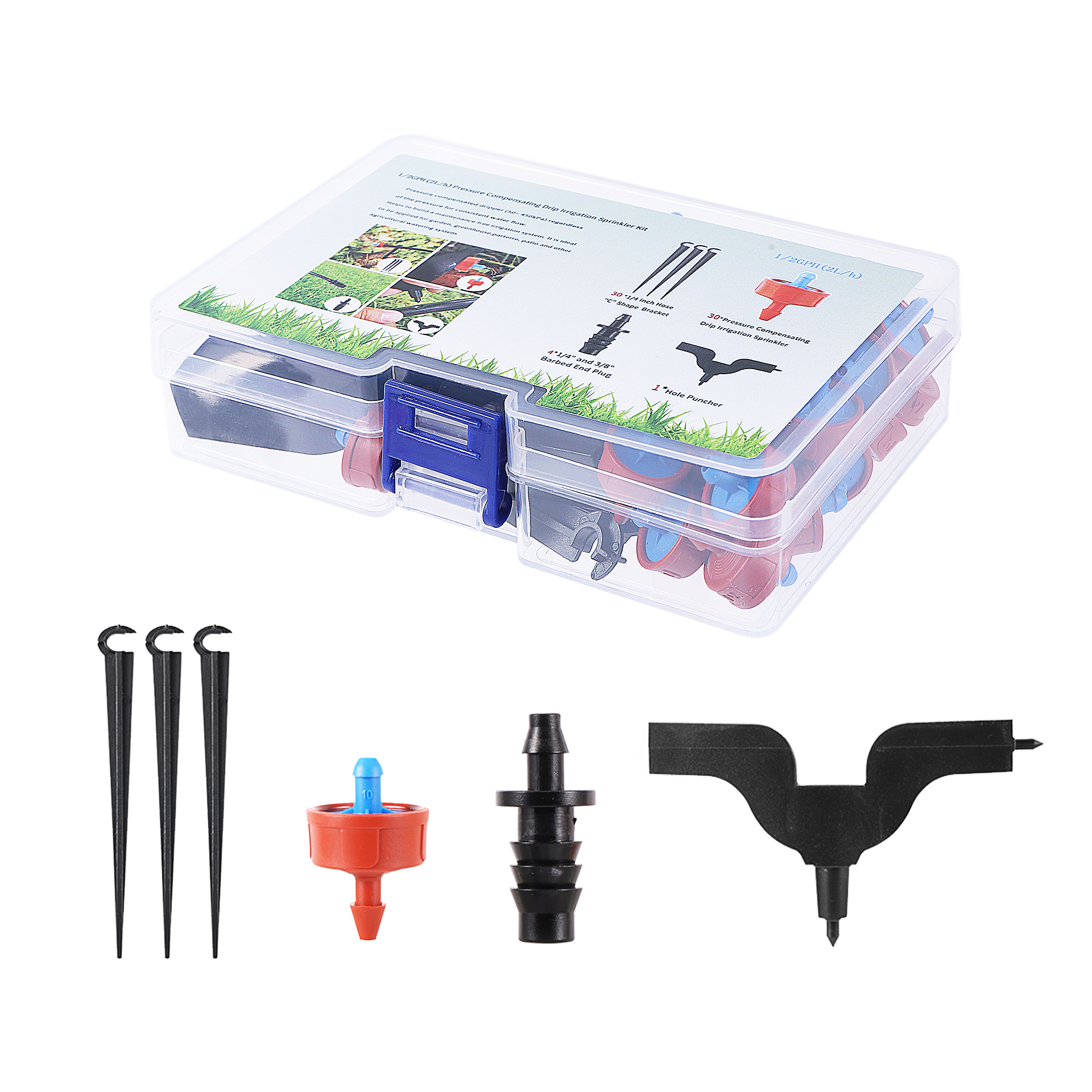65pcs/Box Water Pressure Compensating Dripper Kit Garden Drip Irrigation 2L/4L/8L Steady Flow Steady Flow Regulator