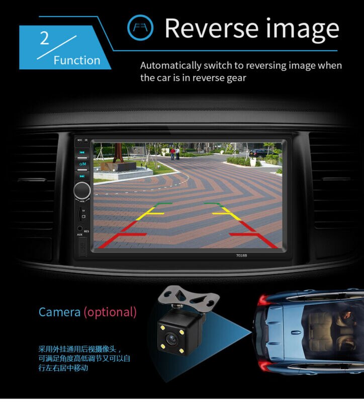 thumbnail interactive-video image 1 of 7 Inch Double DIN Car Stereo With Bluetooth, Mirror Link, USB/SD, FM - 60W X 4 MP5 Player By RACRDO 1 of 5