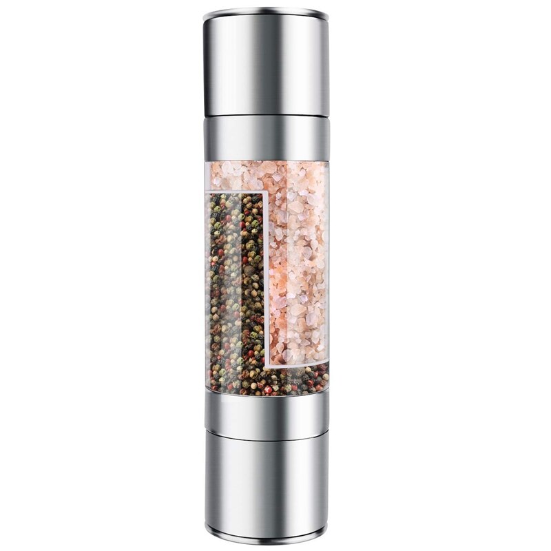 Stainless Steel Salt And Pepper Grinder 2 In 1 Manual Salt & Pepper Mill Shakers Refillable With Dual Adjustable Coarseness And: Default Title