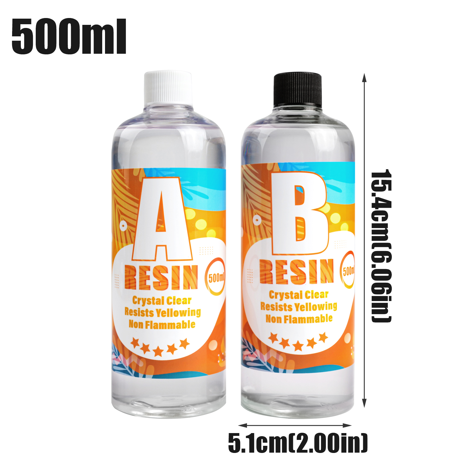 Pegamento de cristal de resina epoxi 1:1 AB, alta adhesivo de fundición transparente y recubrimiento de resina para fabricación de joyas, llavero, manualidades DIY, arte de resina: A500ml-B500ml