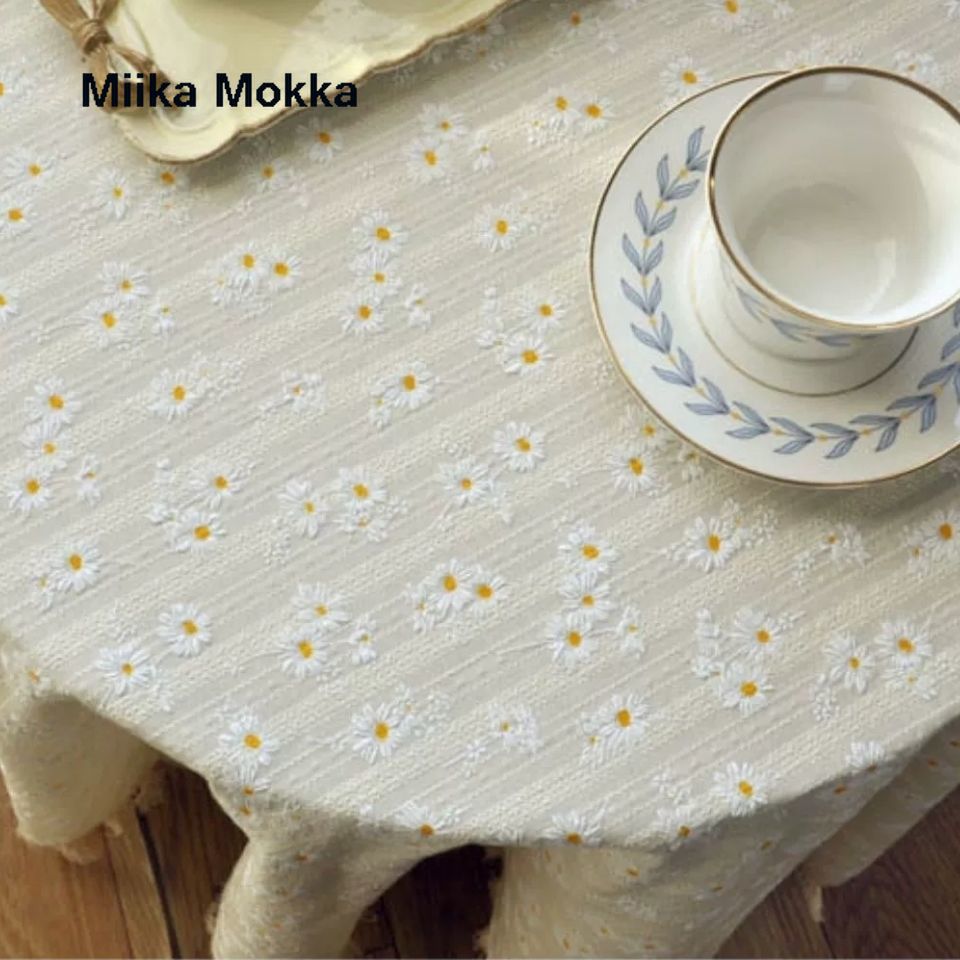 Nappe de Table jaune clair à motifs de fleurs de marguerite, Textile carré rectangulaire en coton avec bord à franges, pour la maison et l&#39;hôtel, offre spéciale
