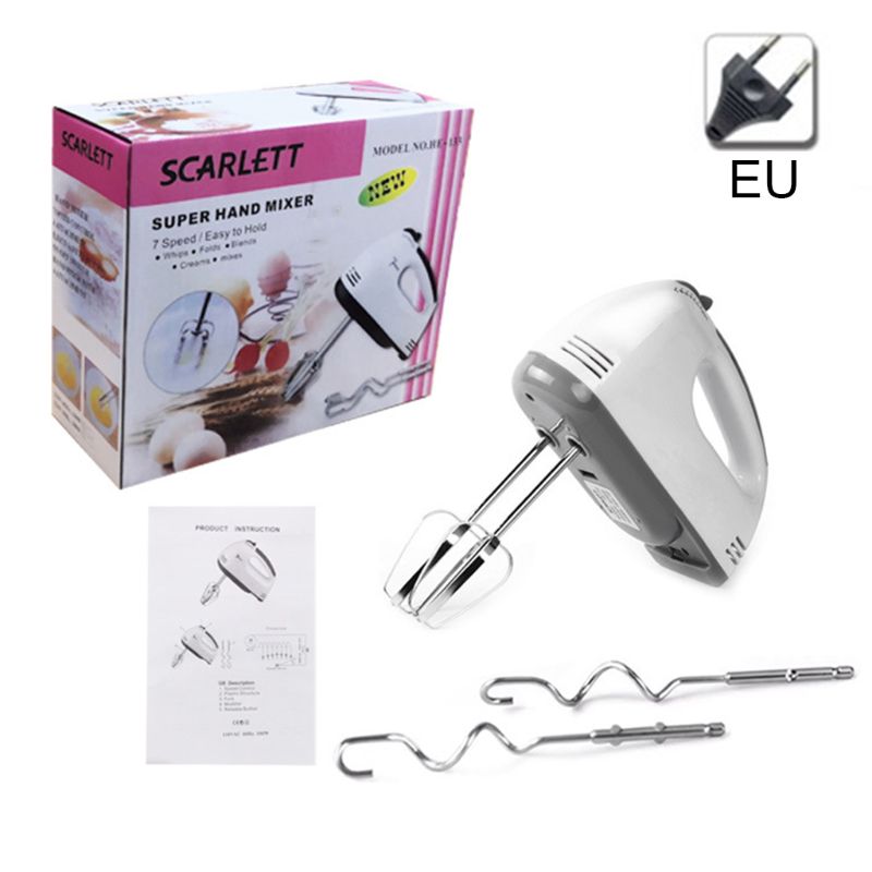 US/EU/UK Plug Electric Food Mixer 7 Speeds Adjustable Hand-held Egg Beater Whisk