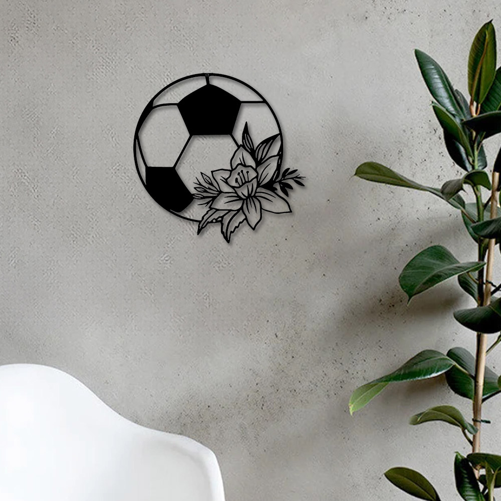 Fußball Wand dekoration Metall Zeichen schwarz lebende dekorative Büro Wandbild Zimmer Ornamente moderne Wohnkultur