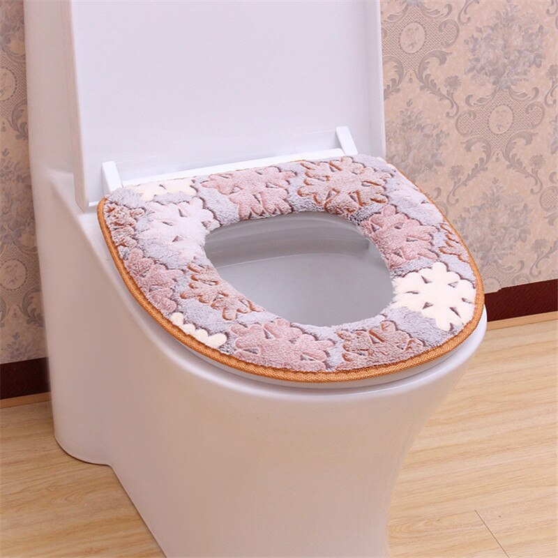 Calentador de baño con patrón de copo de nieve, alfombrilla lavable para asiento de inodoro