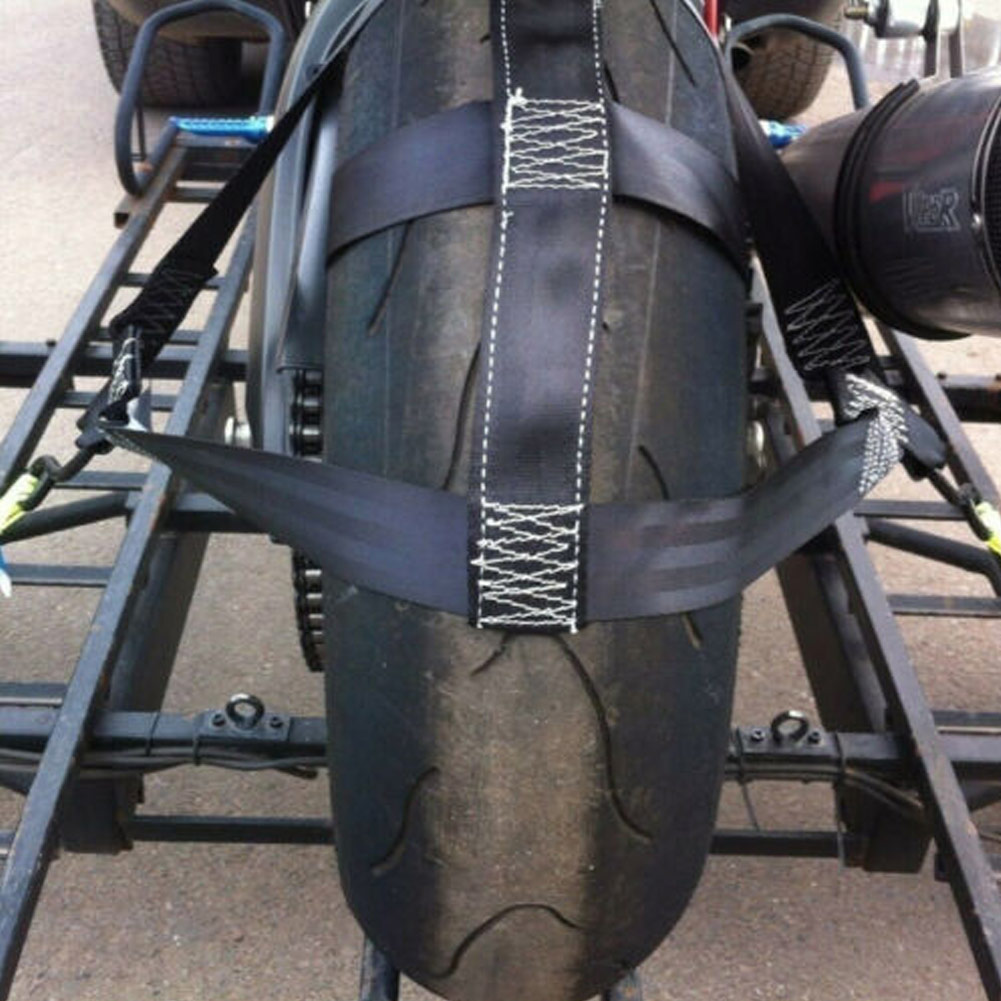 Universal preto moto transporte tie-down poliéster motocicleta roda traseira fixação fixação cinto cinta