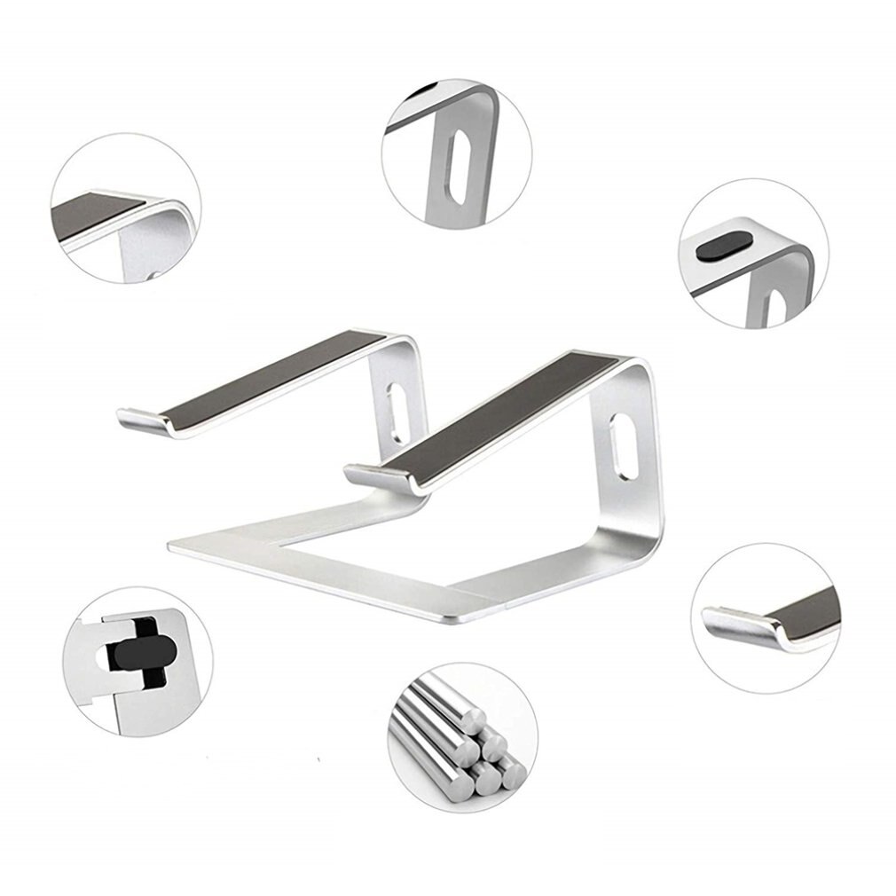 1 stk. aluminiumslegeret bærbar pc-stativ forhøjet stativ computer desktop metalbase køleholder bærbar stativ