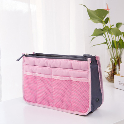 UOSC Organizer Bag Women Nylon Travel Insert Organizer Handbag Purse Large Liner Lady Makeup Cosmetic Bag Female Tote: pink