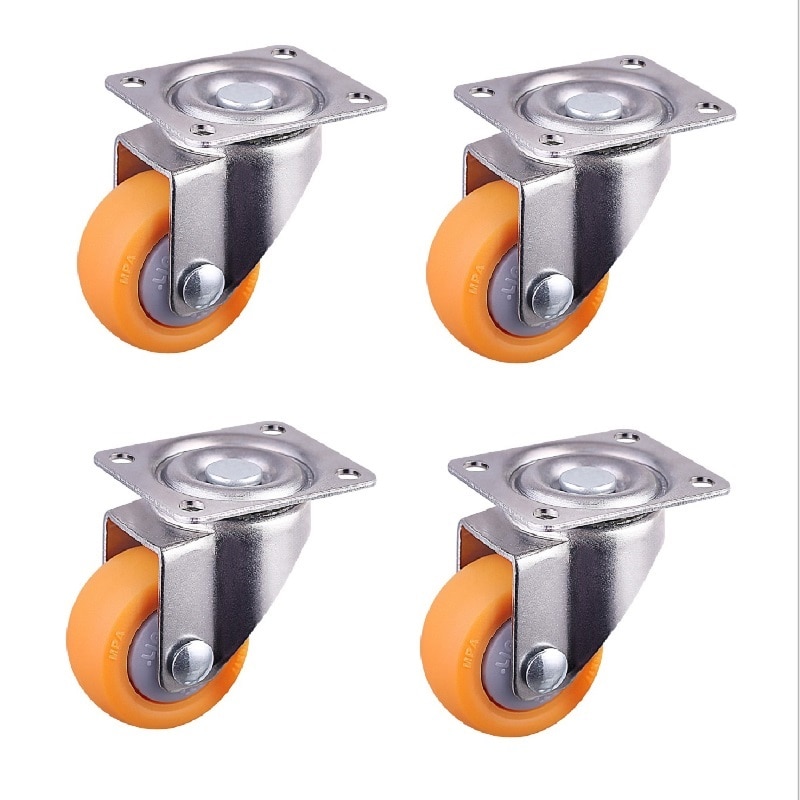 4 ruedas giratorias para carrito de supermercado, ruedas de nailon naranja 32mm 17kg