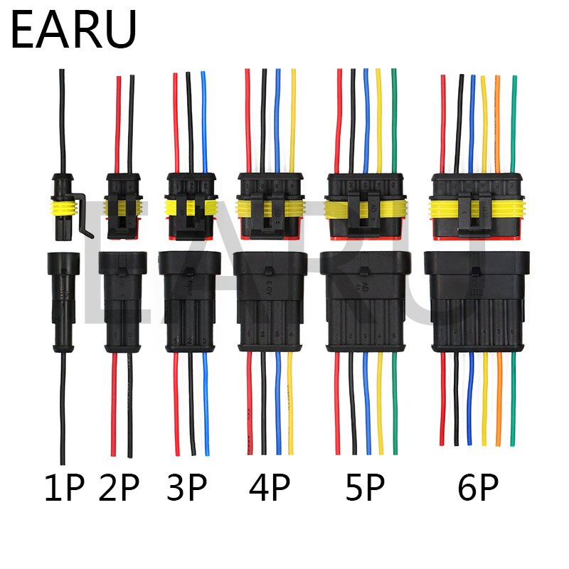 1einstellen Ampere 1P 2P 3P 4P 5P 6P Weg Wasserdichte Elektrische Auto Stecker männlich Weiblich Stecker mit Draht kabelbaum für Auto Motorrad