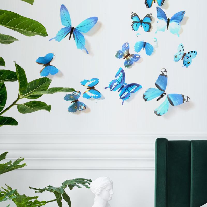 12 Stuks Vlinders Muursticker 3D Multicolor Vlinder Magneet Magneet Muursticker Keuken Kamer Art Decals Home Decoratie