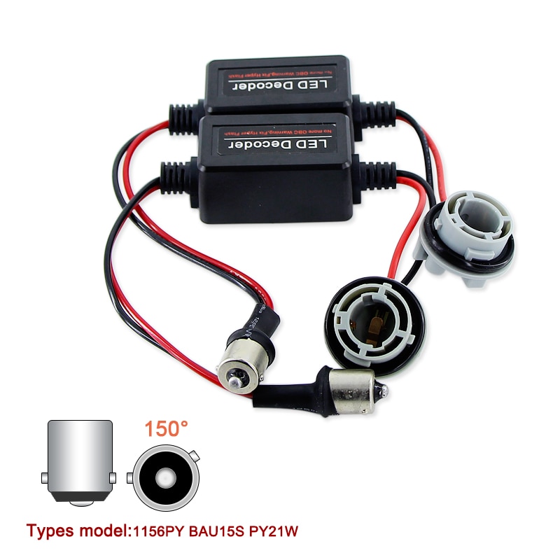 Caubus modstand 1156 p21w py21w t20 7440 7443 led blinklys dag bakgear bremse tågelygter belastning fejlfri ingen flimrende dekoder
