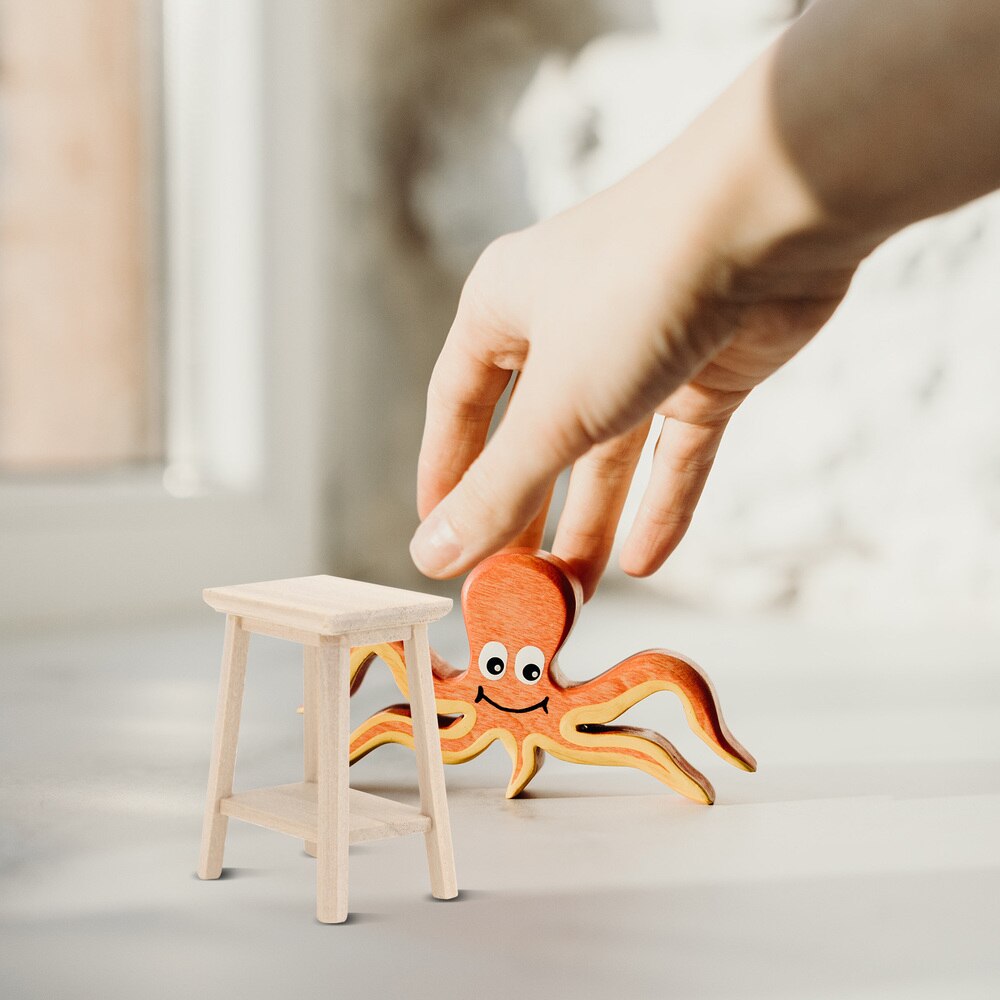 1pc Wooden Furniture Model Mini Stool Model Mini House Stool Model DIY Model