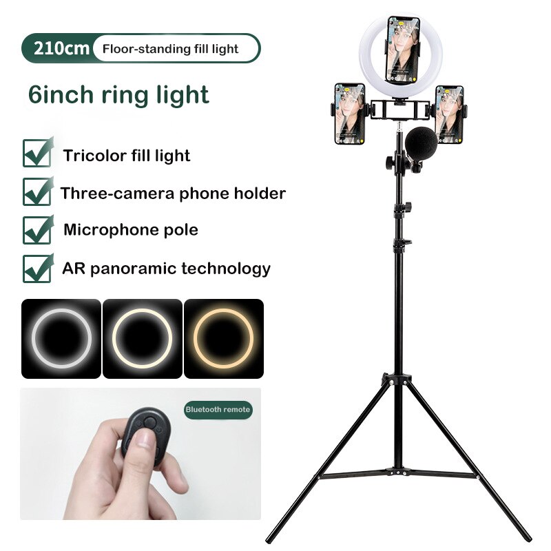 Vlog À Distance Dimmable LED Anneau Lumière macro avec trépied support pour téléphone anneau lumières vidéo Studio Tick Tock Anneau lumière: 210cm ring light 3