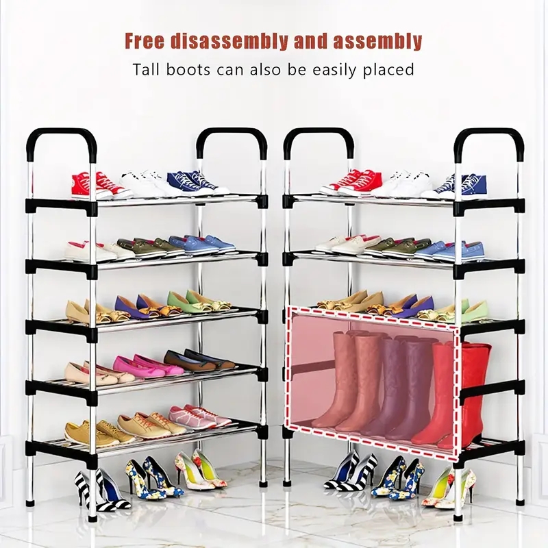 Étagère à chaussures multicouche anti-poussière, porte de maison, armoire à chaussures noire, rangement pour économiser de l'espace, assemblage, dortoir, double étagères