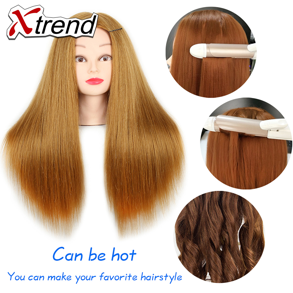 Mannequin Head - 22 Inch Training Head with Holder - Synthetic Fiber Hair for Styling Practice
