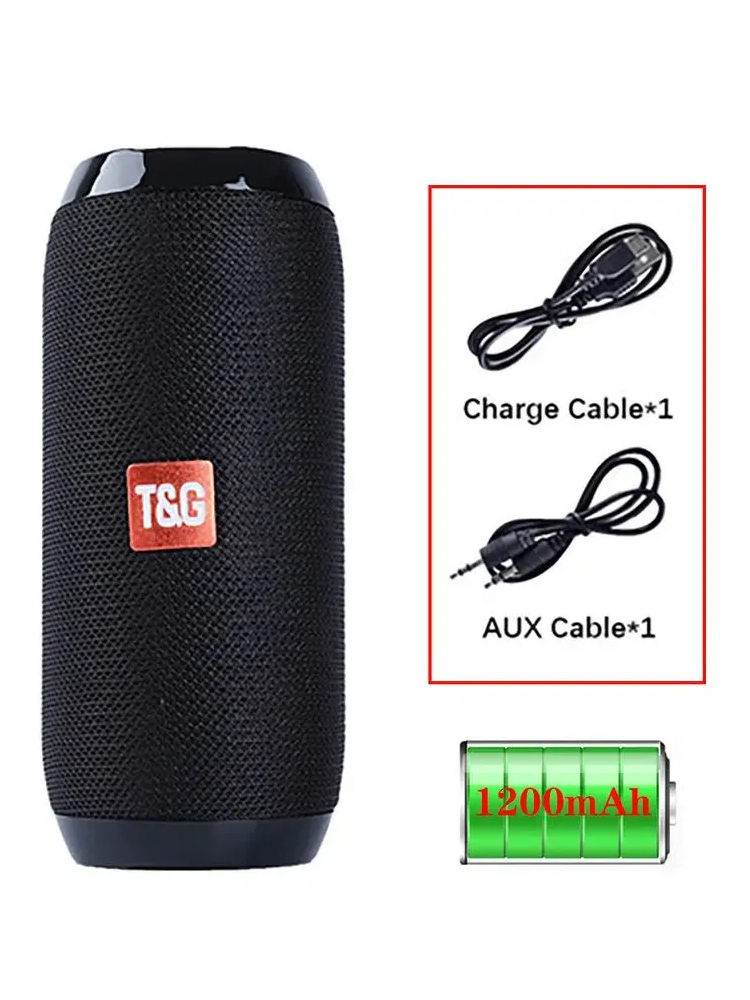 Tg117 bärbara bluetooth-högtalare för utomhusbruk, trådlös bashögtalare, gratis samtal/fm/tf-kort/usb-minne, anslutning för mobiltelefon/surfplatta/tv: Svart