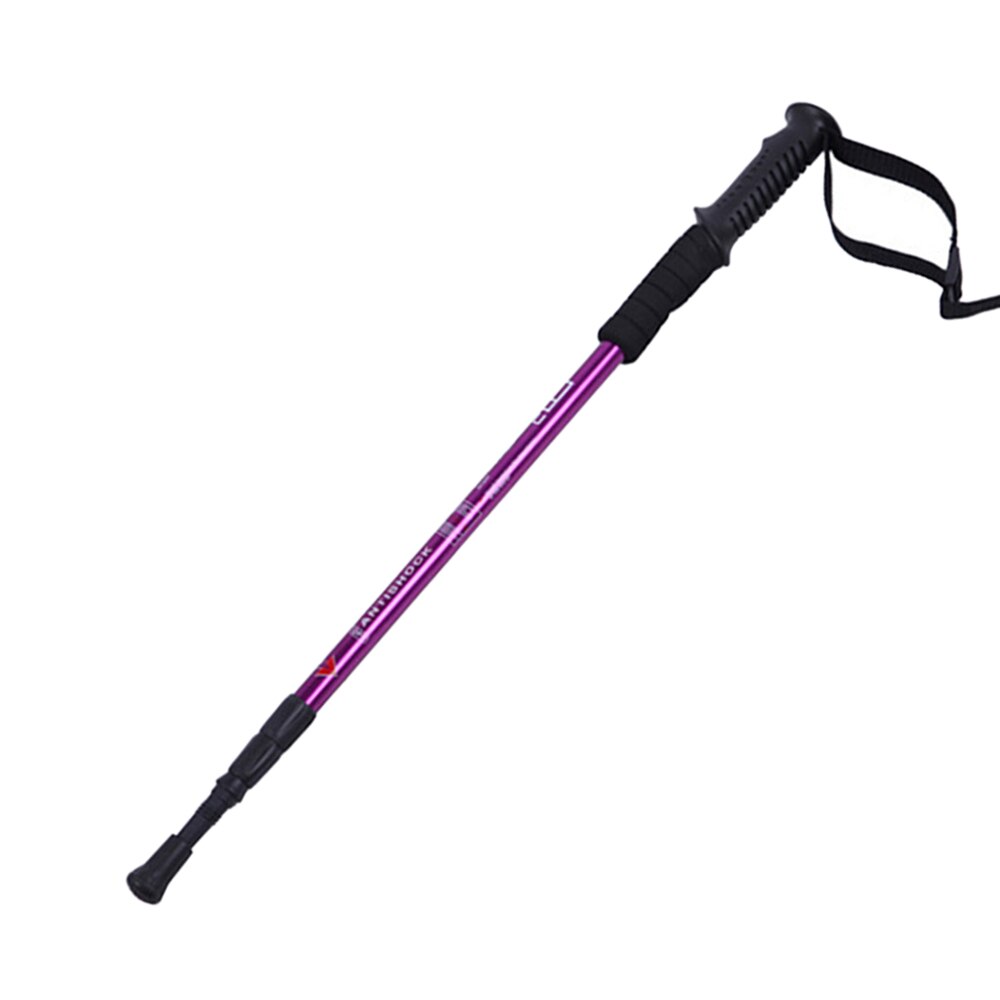 3 Section Outdoor Trekking Pole Telescopic Adjustable Portable Old Man Pole Travel Cane Crutches Hiking Walking Stick: Purple