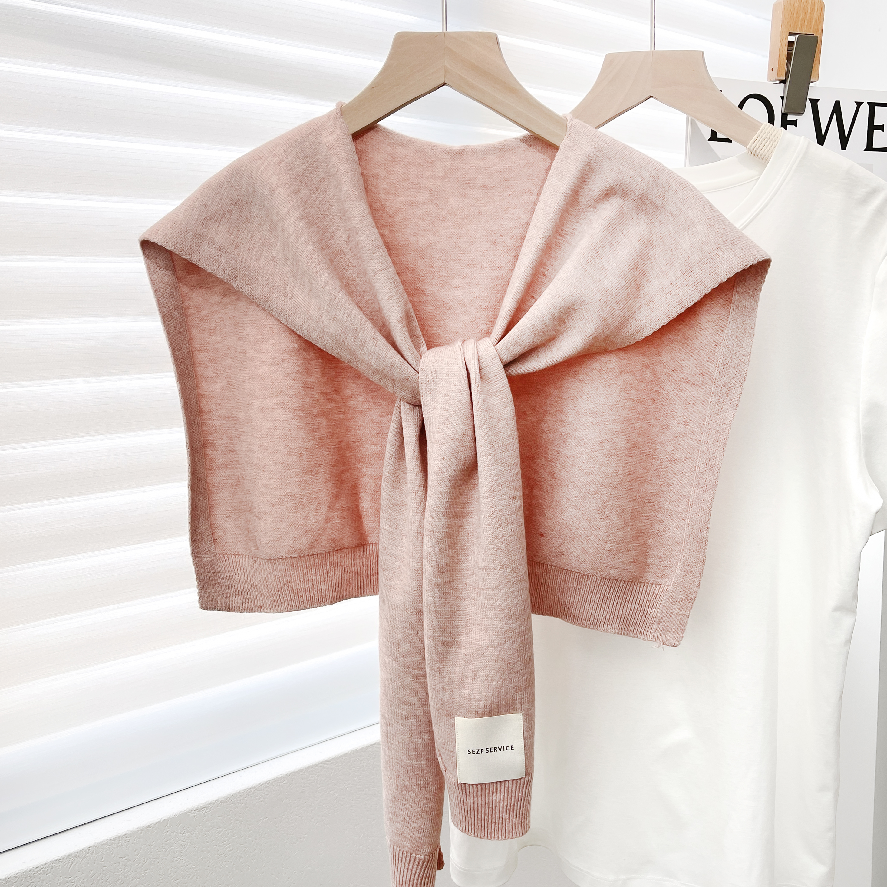 Bufanda chal de punto de Color liso para mujer, capas de otoño e invierno con camisas, ropa de invierno a la , bufandas decorativas para mujer: Rosa