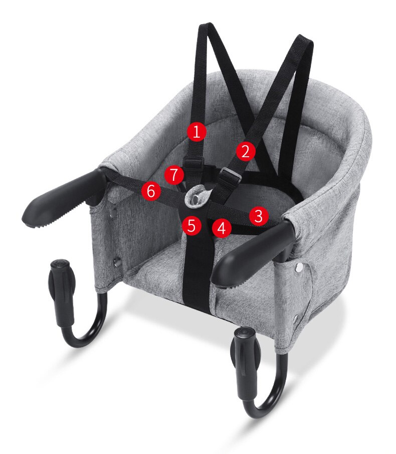Trona portátil con gancho para bebé, trona de viaje plegable, Clips para mesa de comedor, silla de alimentación para niños con cinturón de seguridad