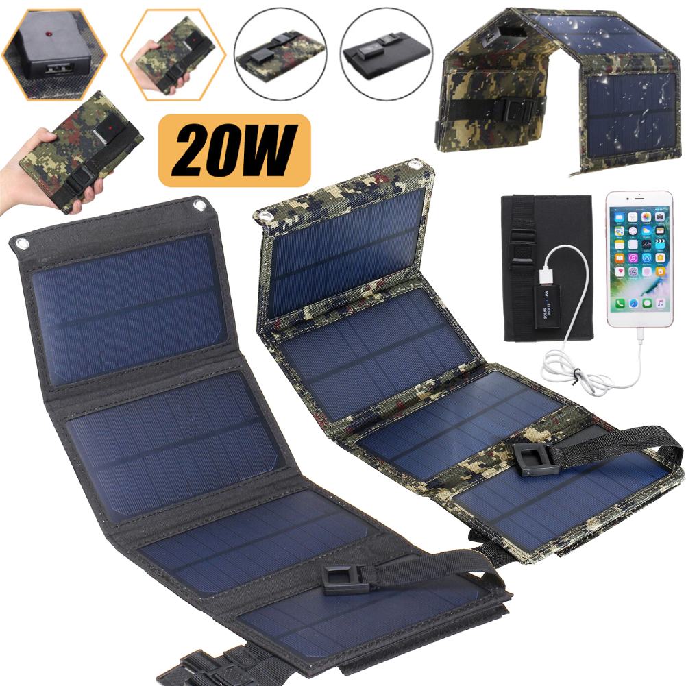 20w 5v panel słoneczny usb przenośna ładowarka akumulatorów do wędrówek z plecakiem podróżnym powerbank do smartfona na kemping