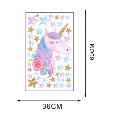 3D White Unicorn Wall Stickers For Kids Rooms Living Room Vinly Wall Decals Baby Bedroom Decorative Stickers Muursticker: Coffee