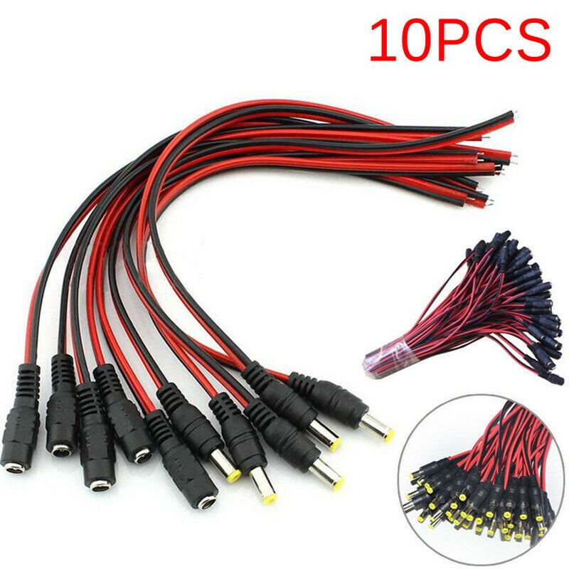 10pcs 5.5x2.1mm Male Female Plug 12V Dc Power Pigtail Cable Jack For Cctv Camera Connector Tail Extension 12V DC Wire