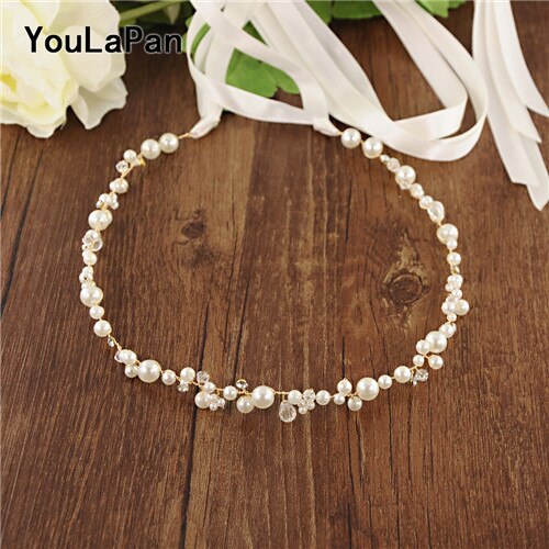 YouLaPan SH03-G Jeweled Bridal Belt Trim Crystal Wedding Ivory Sash Belt Ribbon Sash Belt Thin Bridal Crystal Belt for Bride: Off-White ribbon