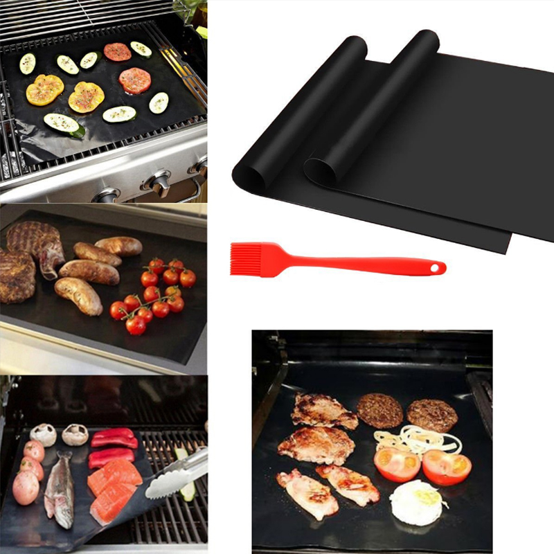Alfombrilla antiadherente para parrilla de barbacoa, lámina reutilizable para cocinar a la parrilla, resistente al calor, accesorios para parrilla de barbacoa al aire libre