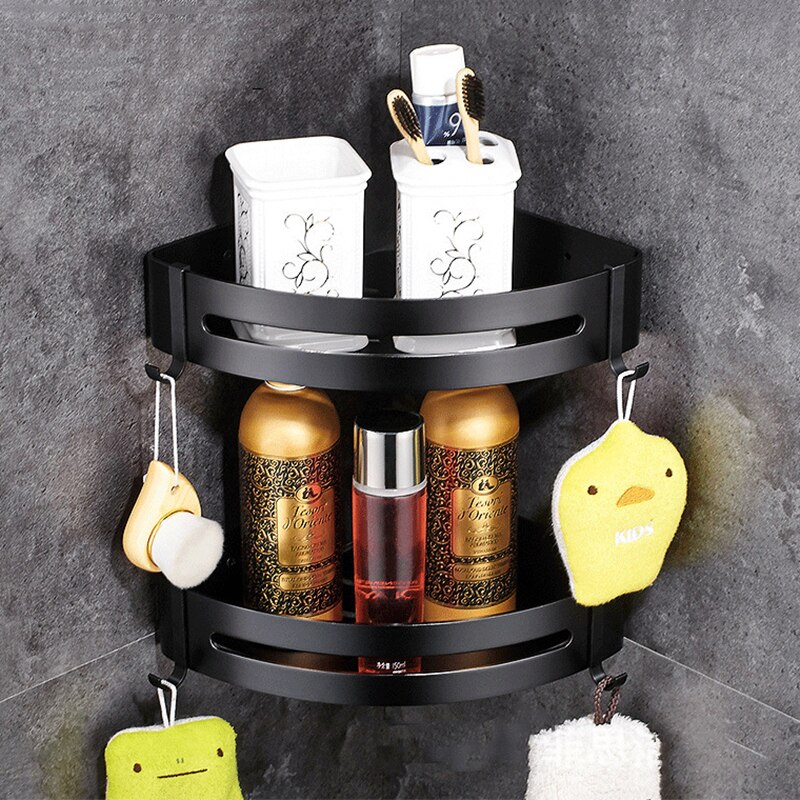 1pc Space Aluminum Bathroom Shelf Shower Shampoo Soap Cosmetic Shelves Black/Golden/Silver Bathroom Accessories Rack Holder