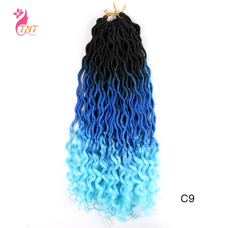 18" Faux Locs Curly Ends Crochet Hair Synthetic River Goddess Locs passion Twist Braiding Hair Extensions Faux Locs Curly Braids: C9