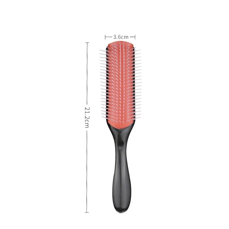 9-Rijen Detangling Hair Brush Denman Ontklitter Haarborstel Scalp Massager Rechte Krullend Nat Haar Kam: L