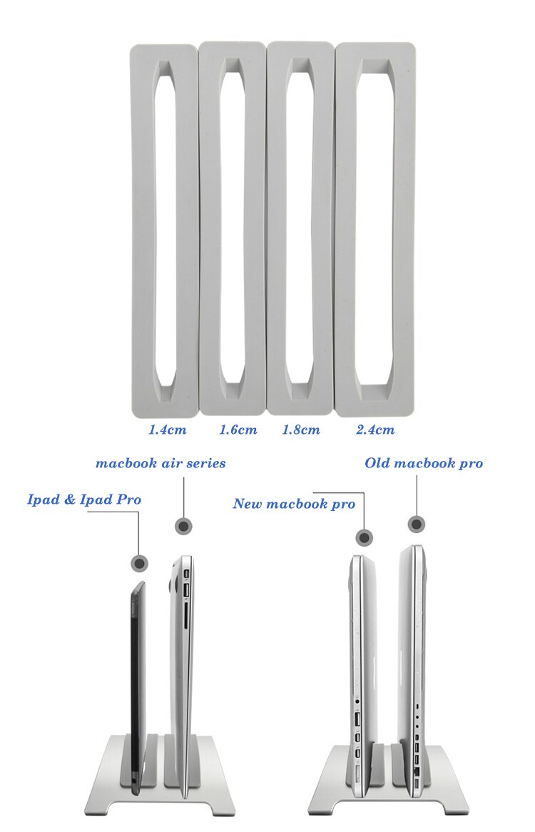 Aluminum Alloy Space-saving Laptop Vertical Stand Desktop Erected Holder for MacBook Pro Air Retina