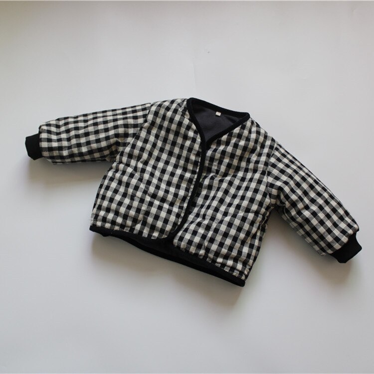 Korean Style Winter Baby Boys Plaid Thicken Cotton-padded Coats Loose Warm Kids Outerwear Children Clothes: 7T