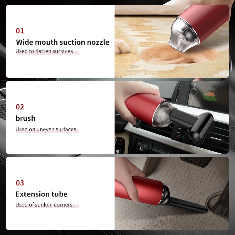 5000Pa Auto Staubsauger Super saug geräuscharm Drahtlose Tragbare Handheld Mini Staubsauger für Auto Innen Reinigung