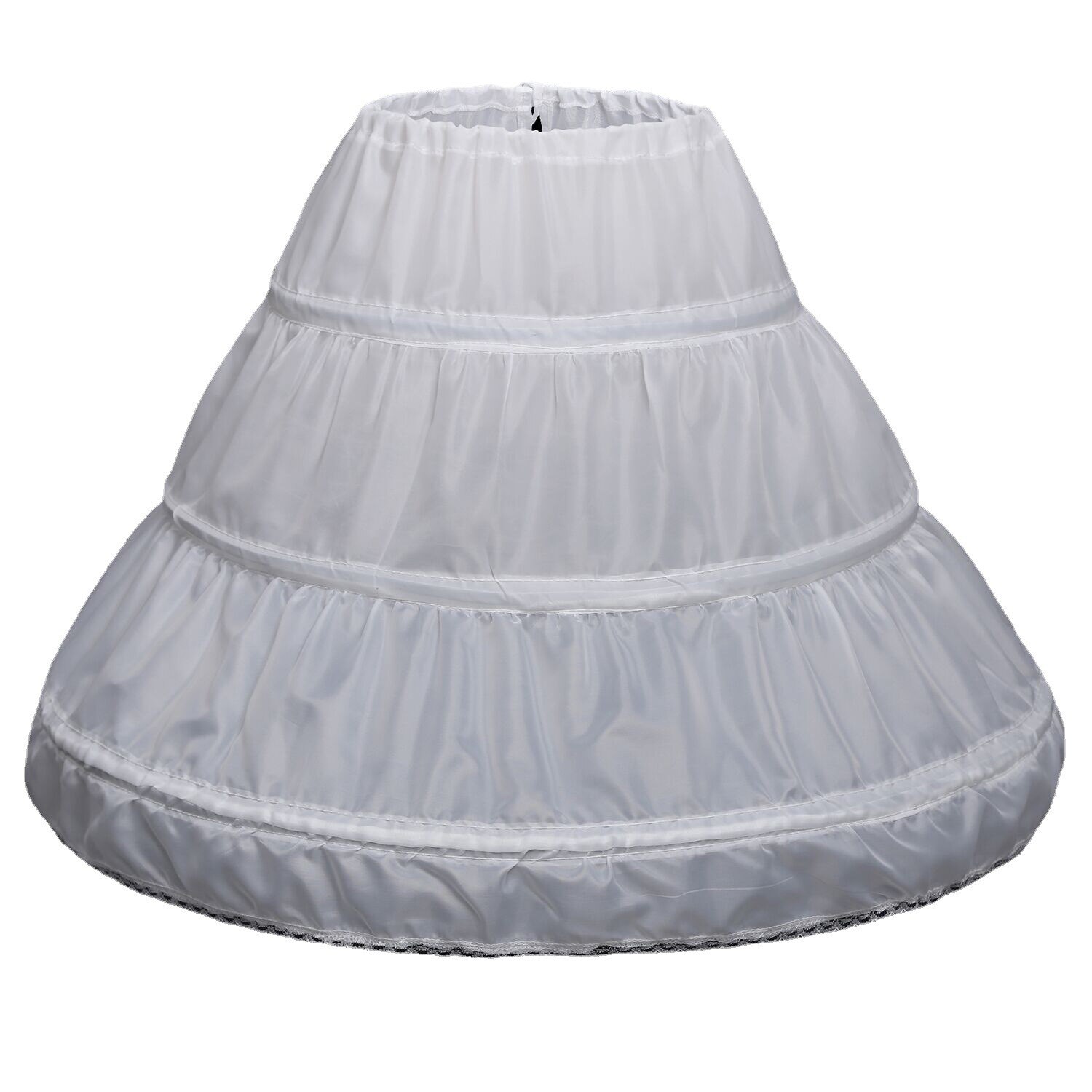 Blanco enagua infantil vestido de cintura elástica 3 aros una capa niños crinolina de encaje flor chica vestido enagua
