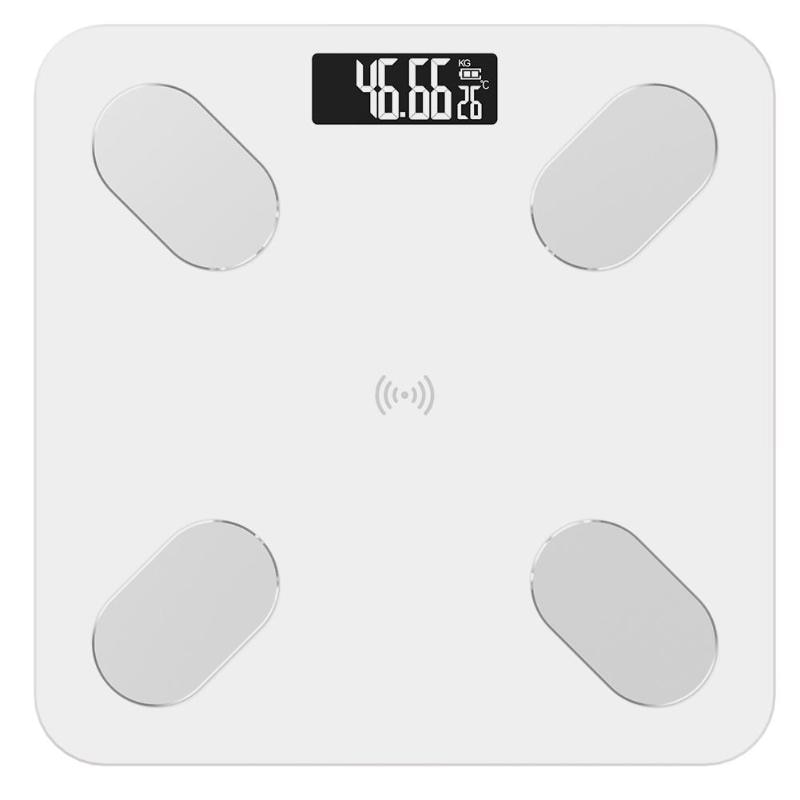 0,1 kg-180 básculas de baño en kg báscula de grasa corporal LCD Digital voz inteligente Bluetooth APP básculas electrónicas Analizador de composición corporal: Blanco