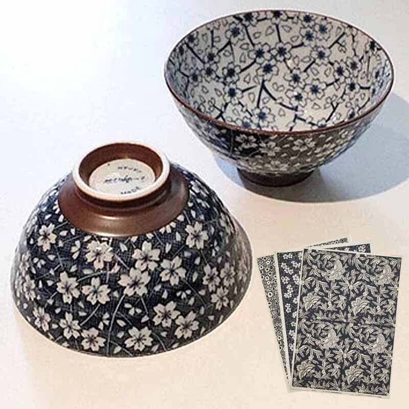 Porzellan Unterglasur Aufkleber Keramik Kunst Schwarz Glasur Blume Drucken Papier Aufkleber Tonne DIY Transfer Keramik Aufkleber Polymer