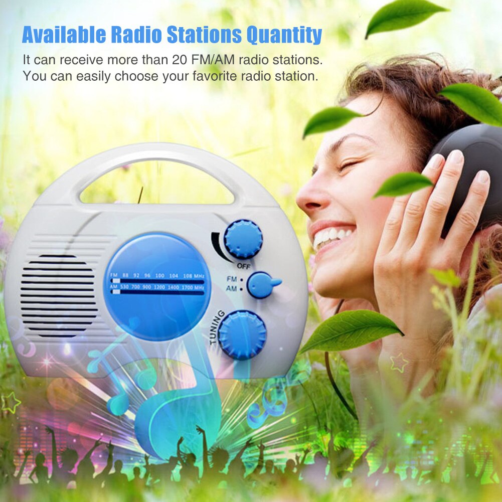 Desktop Hanging Mini Portable ABS Home Battery Operated AM FM Bathroom Waterproof Outdoor Built In Speaker Shower Radio