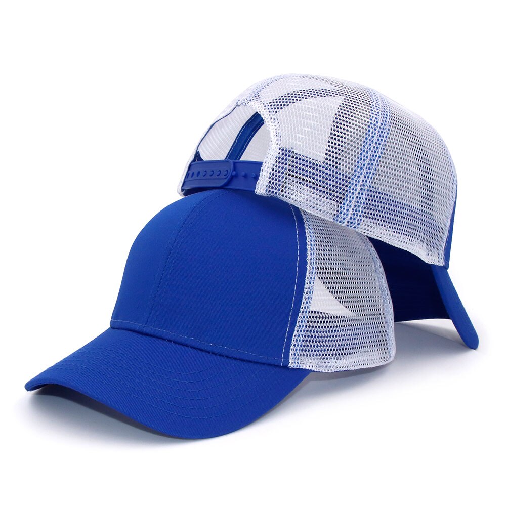 KOEP Type Casual Solid Cotton Truck Cap For Women Men Black White Summer Baseball Cap Cool Mesh Snapback Dad Hats Free Ship: Royal-White