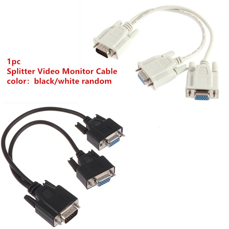 15Pin VGA Male To 2 Vga Svga Female Adapter Splitter Video Monitor Cable: Default Title