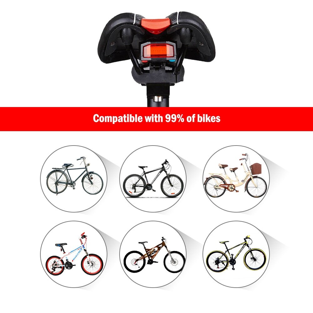 3 In 1 Fiets Security Lock Draadloze Afstandsbediening Alarm Alerter Bel Achterlicht Cob Achterlicht Fiets Accessoires #