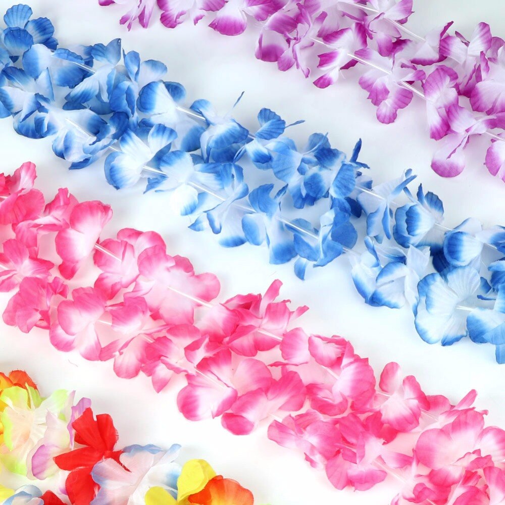 Ourwarm 12 stk kunstig blomst lei hawaiiansk halskæde krans blomst hula guirlande hawaiisk bryllupsfest dekoration