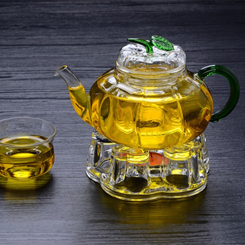 Soporte de vela con calentador, tetera con forma de corazón, vidrio transparente resistente al calor