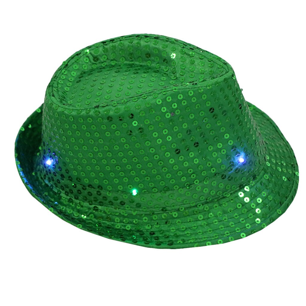 Flashing Light Up Led Colorful Sequin Unisex Fancy Dress Dance Party Hat casquette baseball Cap Accessoriesgorra hombre: Green 