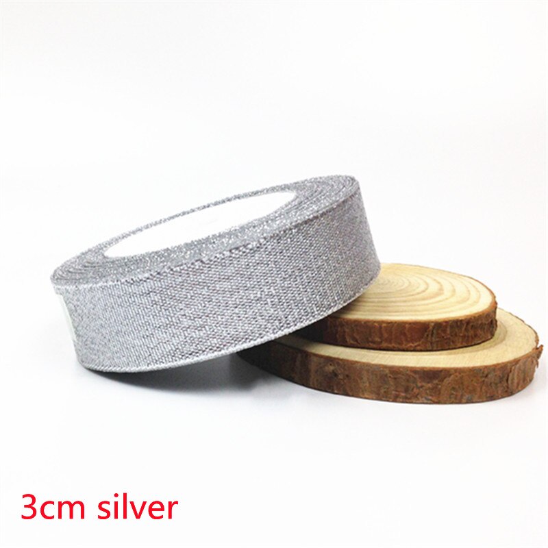 25 Yards 6-50Mm Zilver Goud Zijde Satijn Organza Lint Bruiloft Decoratie Cake Diy Kerst Handwerk Accessoires tapes: 30mm Silver