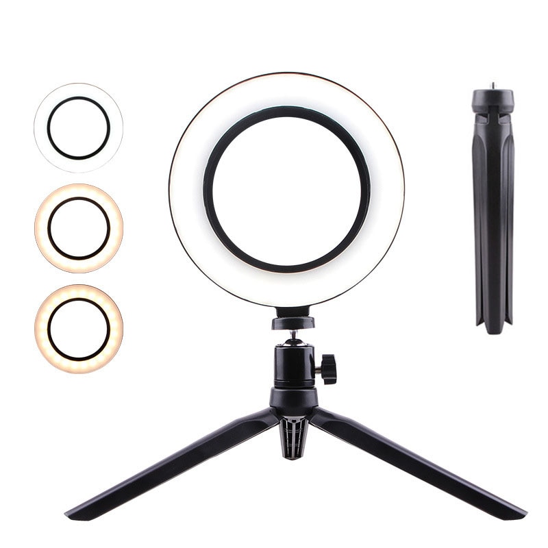 Dimmable LED Ring Light 16/20/26cm 2700k-6500k Ring Lamp Camera Phone Photography Video Makeup Lamp With Tripod Phone Clip